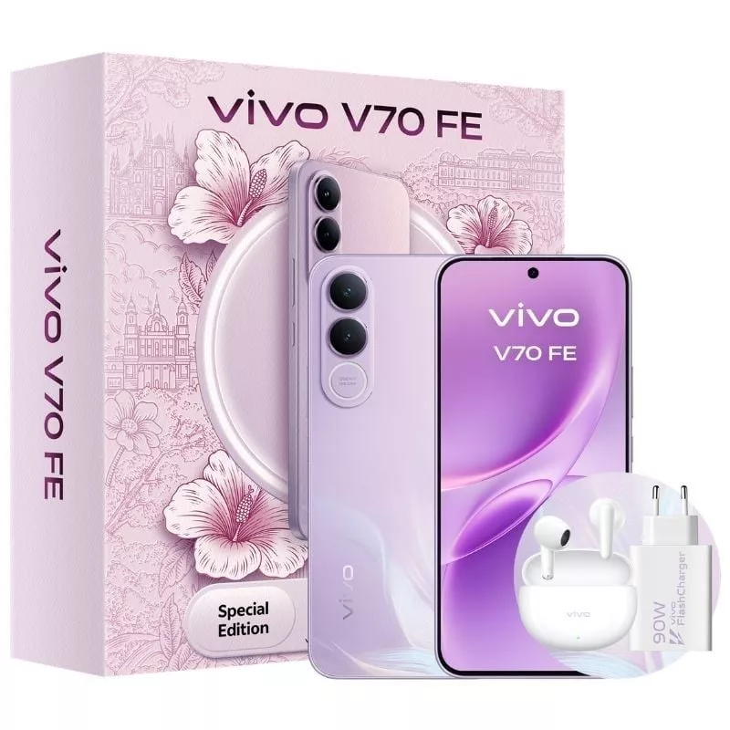 Smartphone Vivo V70 FE 8GB/ 256GB/ 6.83’/ 5G/ Púrpura/ Incluye Cargador + Auriculares